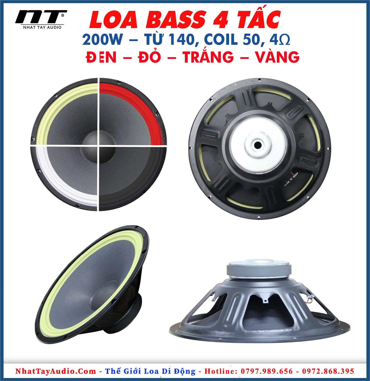 Loa Bass 40 200W-140-50 ĐEN - ĐỎ - TRẮNG - VÀNG