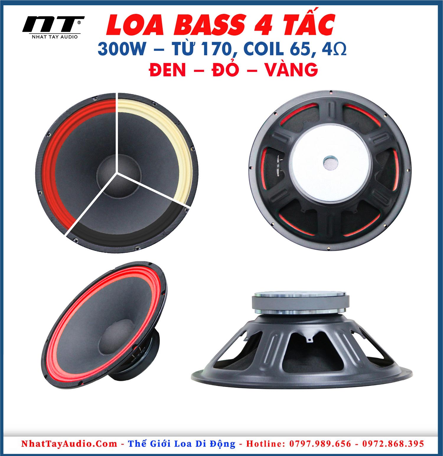 Loa Bass 40 300W-170-65 ĐEN - ĐỎ - VÀNG