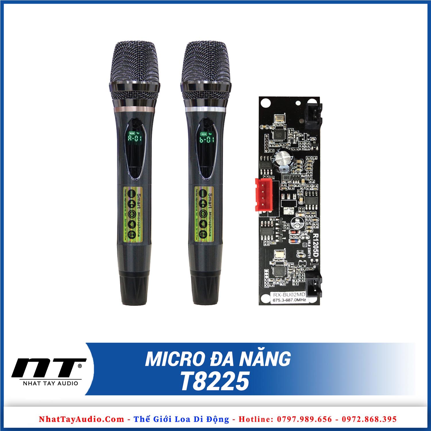 Micro karaoke không dây cho loa kéo T8225