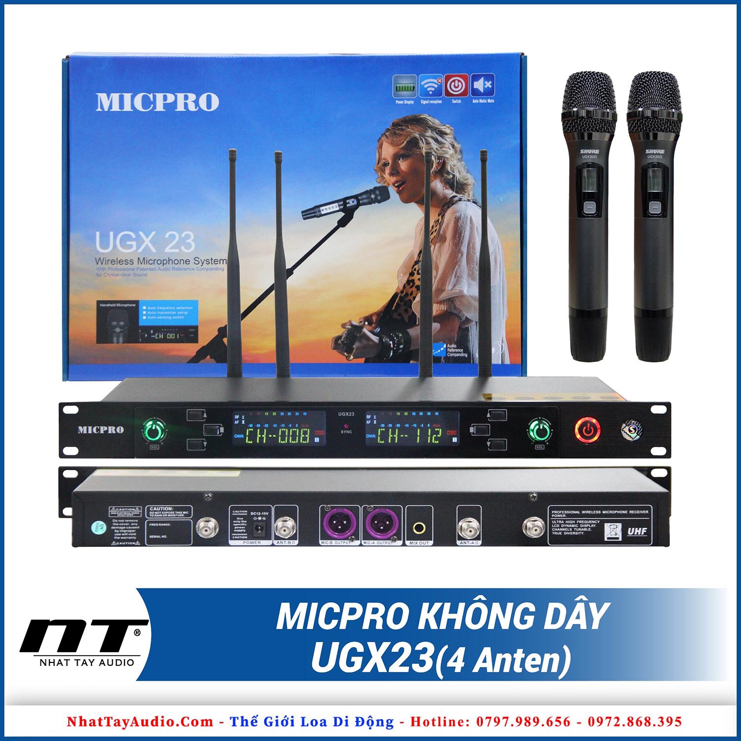 MICRO KHÔNG DÂY UGX23 VHM - 4 ANTEN